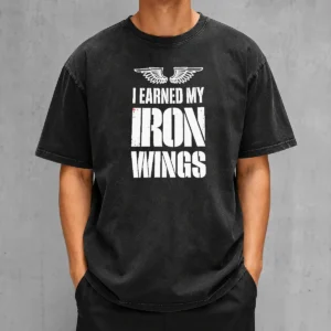 Funny I Earned My Iron Wings Aviation Pilot Washed T-Shirt