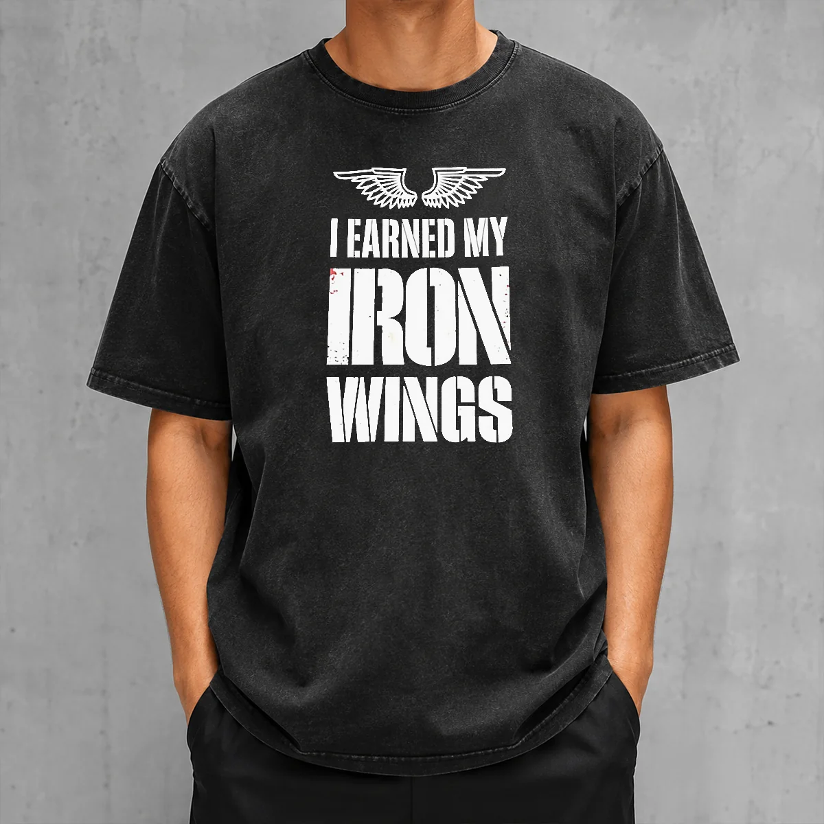 Funny I Earned My Iron Wings Aviation Pilot Washed T-Shirt