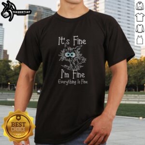 Funny It'S Fine I'M Fine Everything Is Fine Panicking Spiky Creature Humor Shirt featuring a quirky spiky creature graphic on a comfortable casual shirt