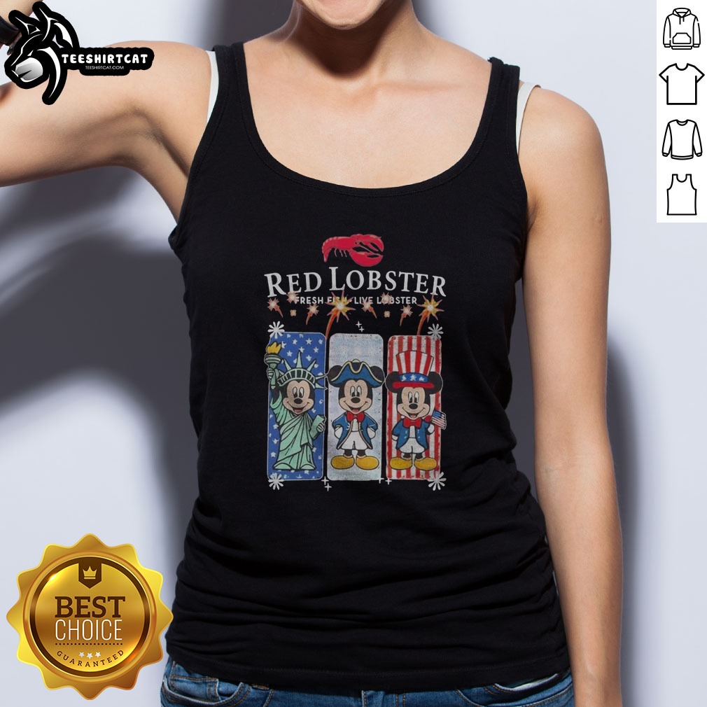 Funny Red Lobster Fresh Fish Live Lobster Mickey Mouse USA Shirt on Tank Top Funny Red Lobster Fresh Fish Live Lobster Mickey Mouse USA Shirt shown as a tank top preview