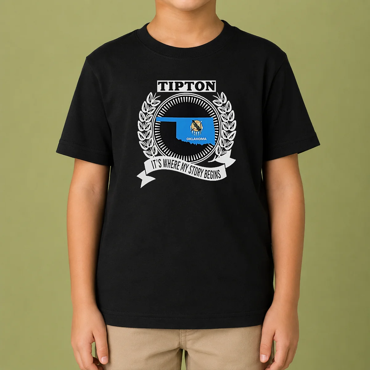 Funny Tipton Oklahoma It Is Where My Story Begins Home State Pride Kids T-Shirt