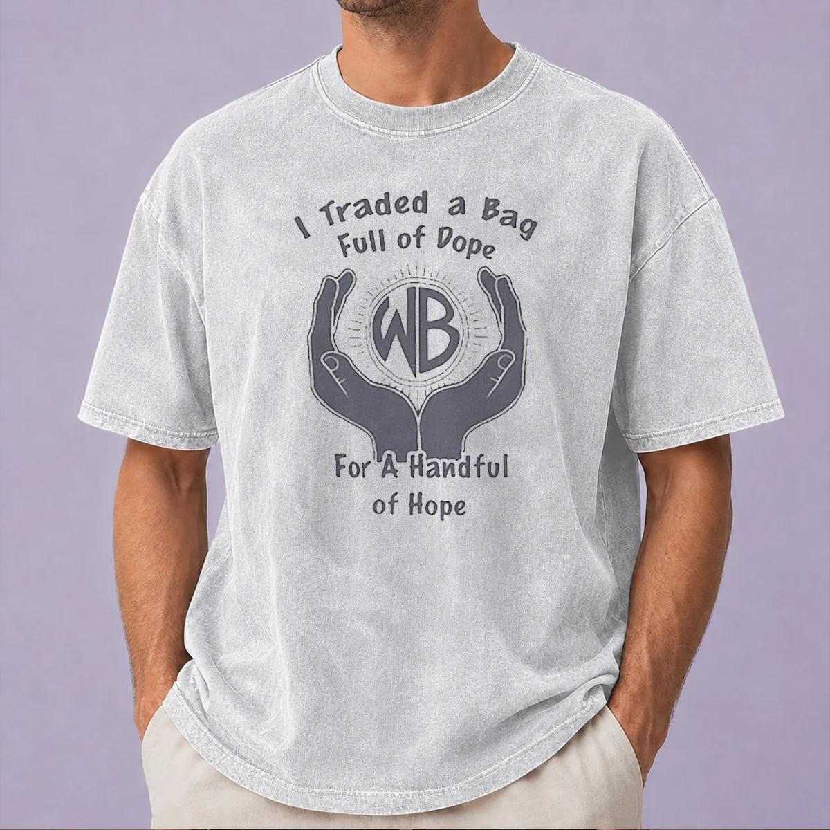 Funny Warbux Anonymous I Traded A Bag Full Of Dope For A Handful Of Hope Washed T-Shirt