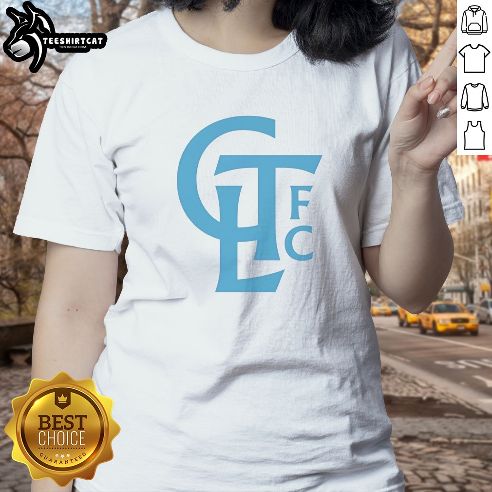 Good Charlotte FC CLTFC Classic Monogram Logo Soccer Shirt on Ladies Shirt Good Charlotte FC CLTFC Classic Monogram Logo Soccer Shirt shown as a ladies shirt preview
