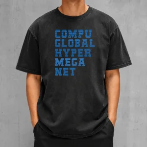 Good Compu Global Hyper Mega Met Washed T Shirt in soft cotton fabric with subtle vintage wash