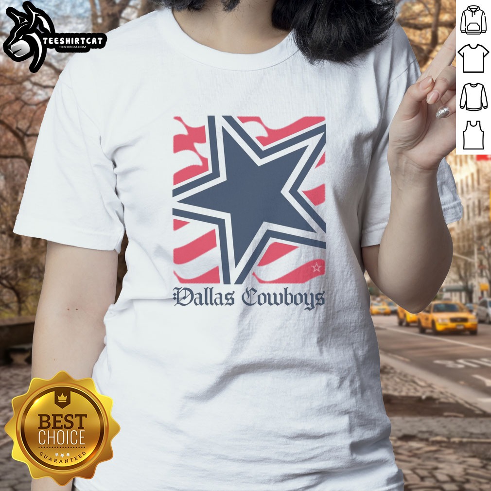 Good Dallas Cowboys American Heritage Wordmark Shirt on Ladies Shirt Good Dallas Cowboys American Heritage Wordmark Shirt shown as a ladies shirt preview