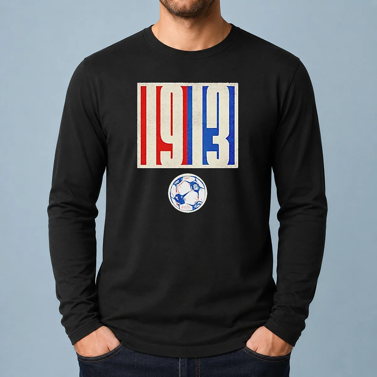 Good U.S. Soccer Retro 1913 Soccer long sleeve shirt showing front design and sleeve details