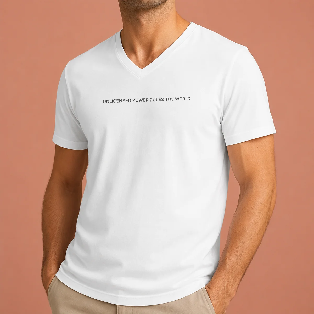 Good Unlicensed Power Rules The World V-Neck Shirt Good Unlicensed Power Rules The World V-Neck Shirt