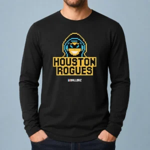 Hot Houston Rogues Ballerz Pixel Art Gaming Long Sleeve Shirt