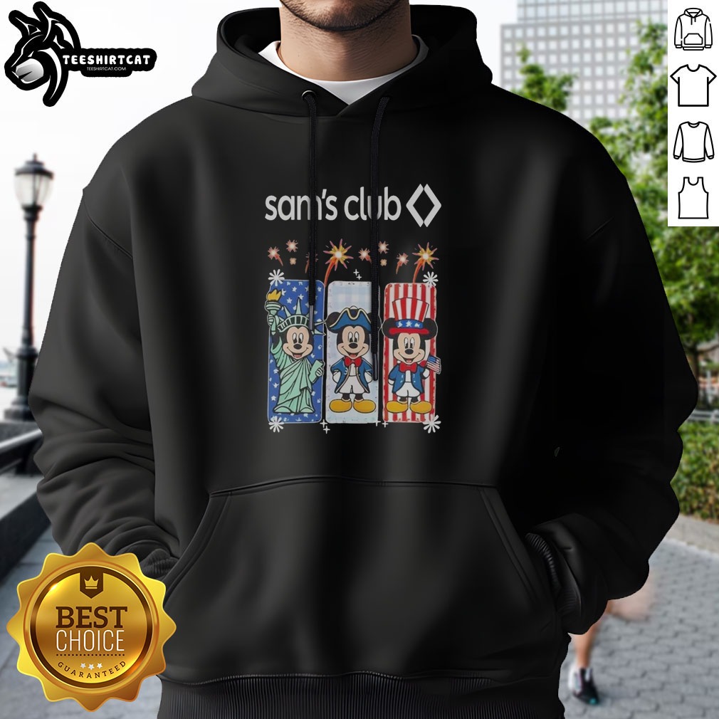 Hot Sam'S Club Mickey Mouse Patriotic Characters Fireworks Shirt on Hoodie Hot Sam'S Club Mickey Mouse Patriotic Characters Fireworks Shirt shown as a hoodie preview