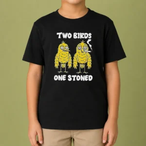 Hot Two Birds One Stoned Smoking Kids T-Shirt