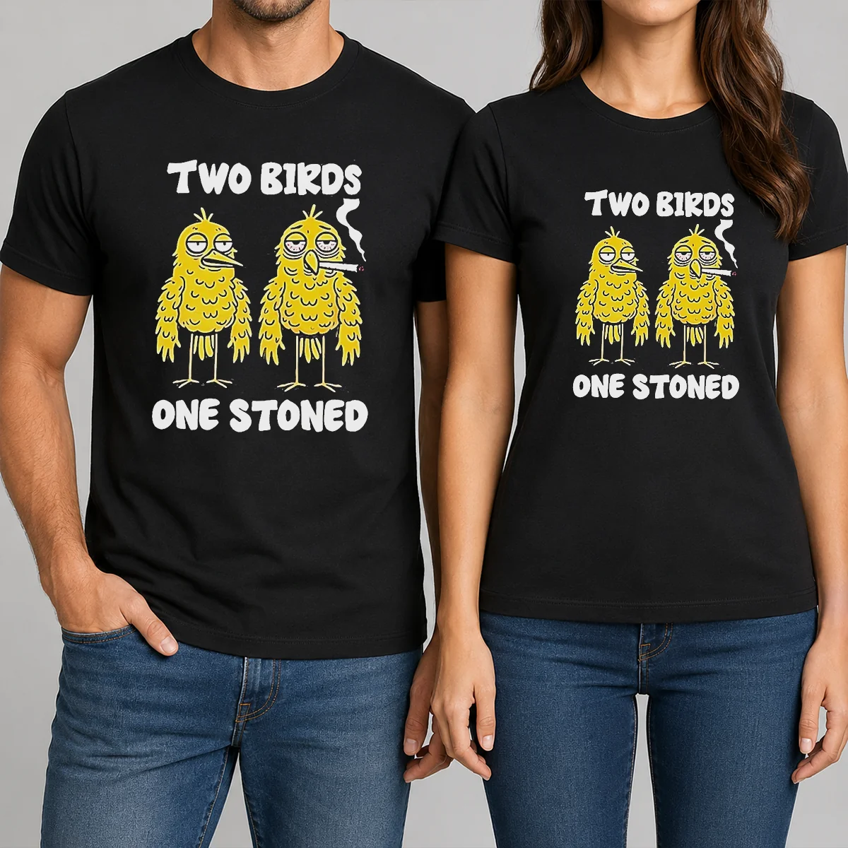 Hot Two Birds One Stoned Smoking Shirt Hot Two Birds One Stoned Smoking Shirt