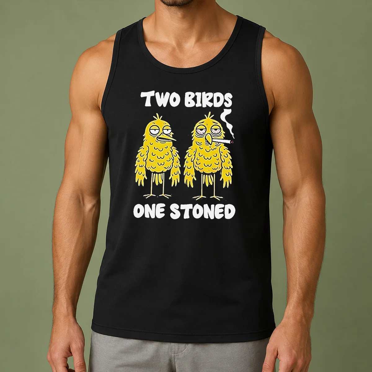Hot Two Birds One Stoned Smoking Tank Top