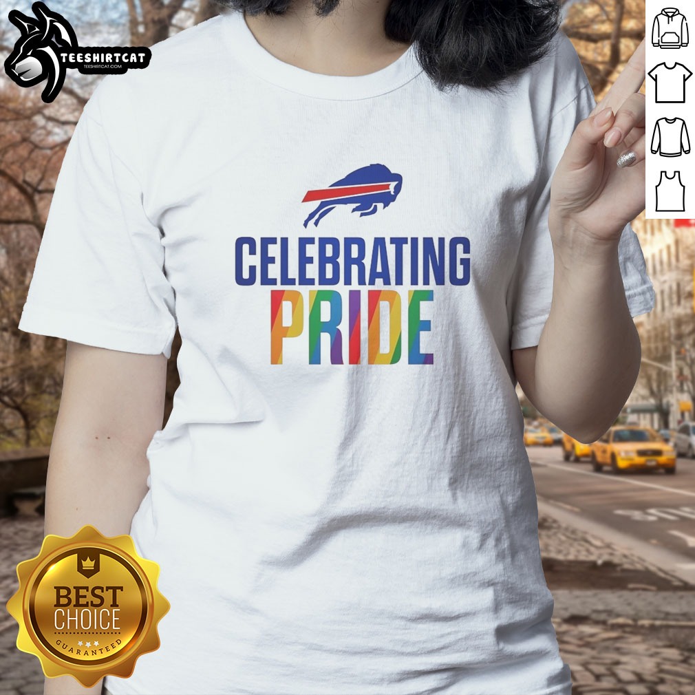 Nice Buffalo Bills Celebrating Pride Month Shirt on Ladies Shirt Nice Buffalo Bills Celebrating Pride Month Shirt shown as a ladies shirt preview