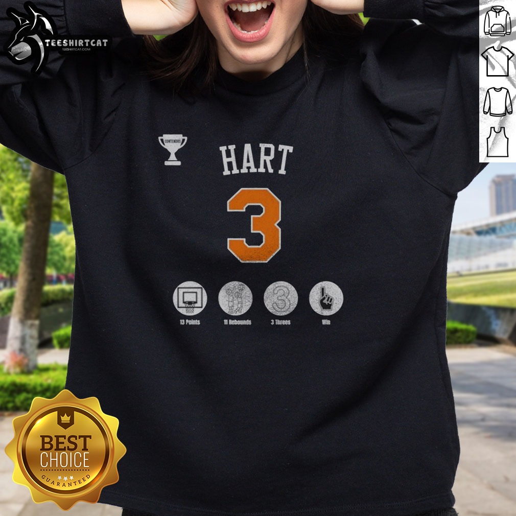 Nice Josh Hart New York Knicks NBA Champions 2026 13 Points 11 Rebounds 3 Threes Win Shirt on Sweatshirt Nice Josh Hart New York Knicks NBA Champions 2026 13 Points 11 Rebounds 3 Threes Win Shirt shown as a sweatshirt preview