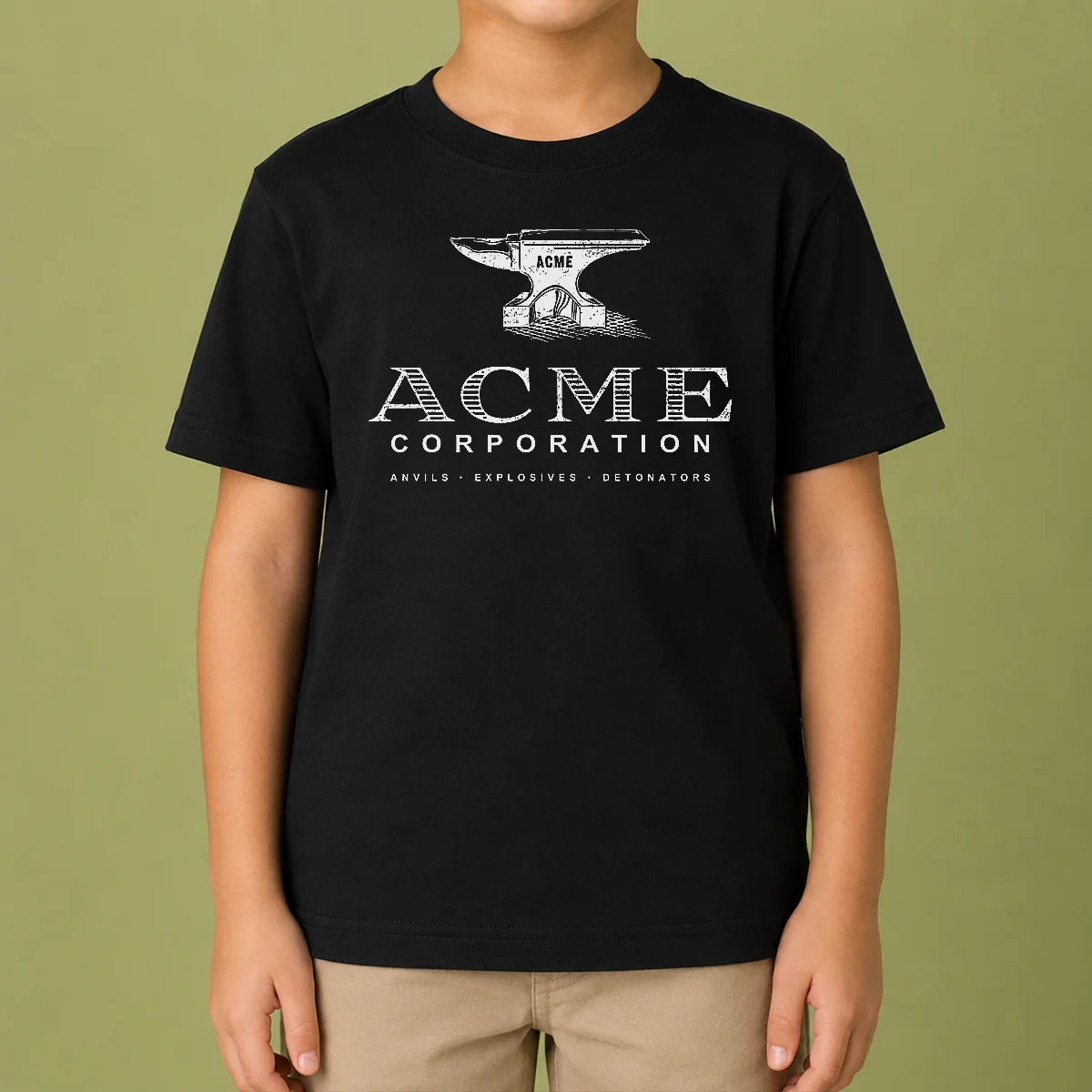 Official ACME Corporation Anvils Explosives Detonators kids t shirt in vibrant colors and comfortable fit