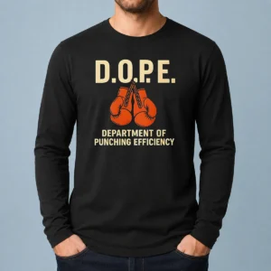 Official DOPE Department Of Punching Efficiency long sleeve shirt in black with bold logo print on front