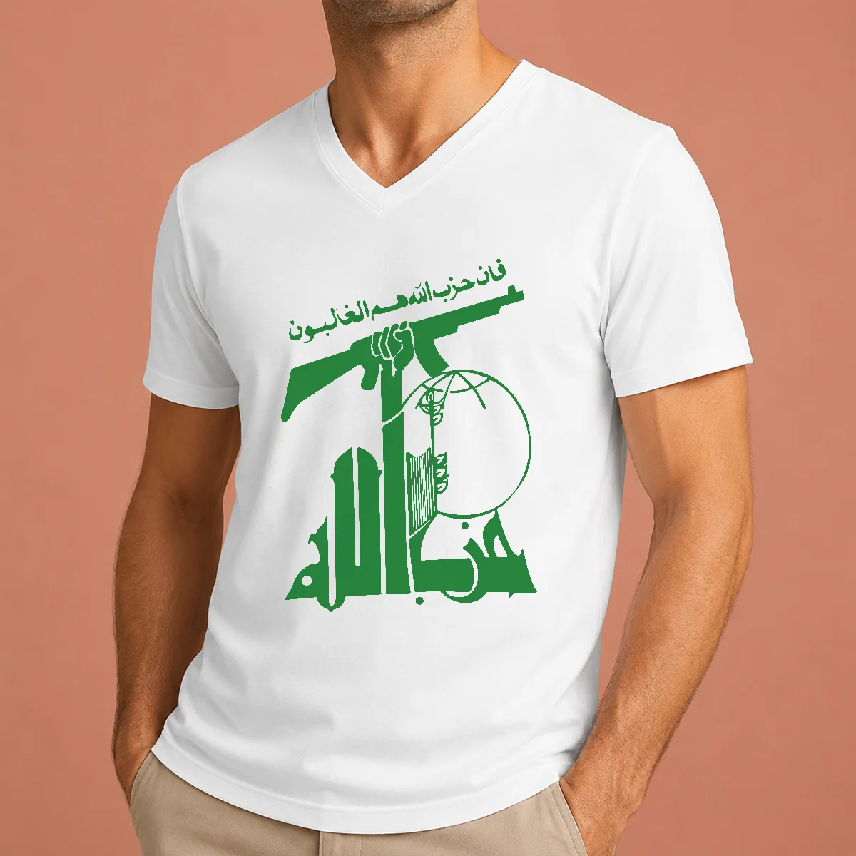 Official Flag Of Hezbollah V-Neck Shirt Official Flag Of Hezbollah V-Neck Shirt