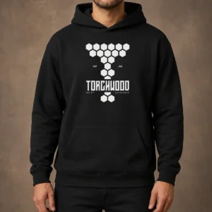 Official Hex Rift Tech Torchwood Hoodie in charcoal gray with front pocket and adjustable hood