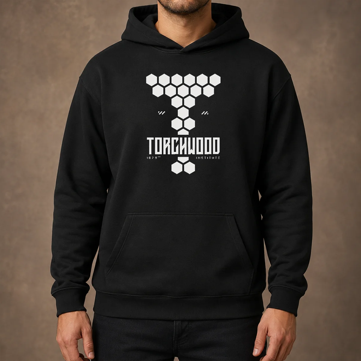 Official Hex Rift Tech Torchwood Hoodie in charcoal gray with front pocket and adjustable hood