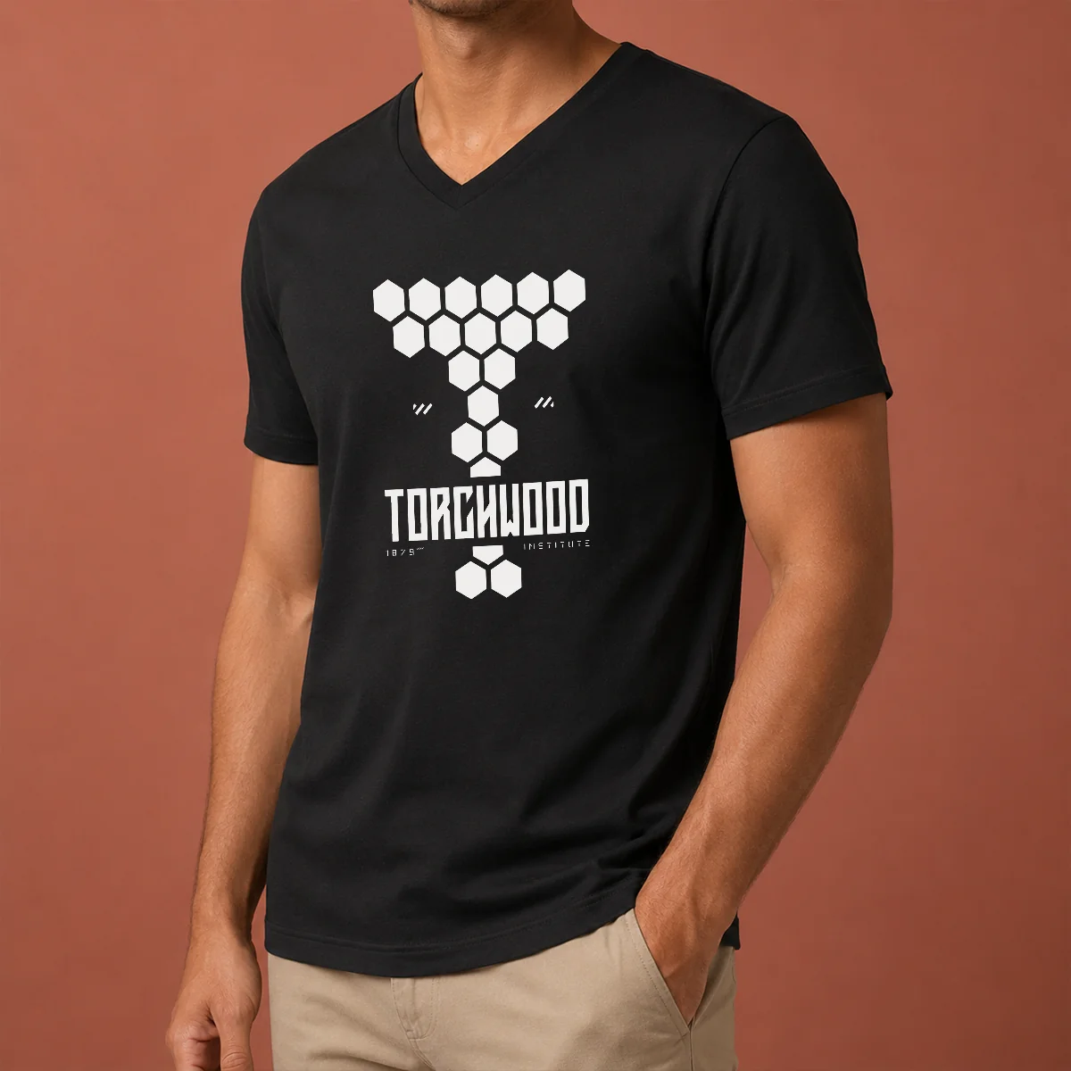 Official Hex Rift Tech Torchwood V-Neck Shirt Official Hex Rift Tech Torchwood V-Neck Shirt