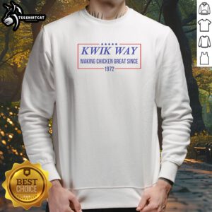 Official Kwik Way Making Chicken Great Since 1972 Five Stars Logo Sweatshirt in charcoal gray with front logo print