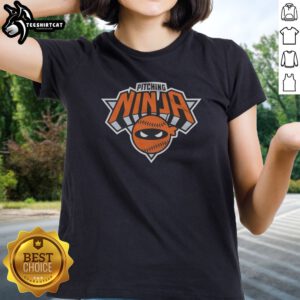 Official New York Knicks Pitching Ninja Ladies shirt showcasing vibrant team colors and logo.