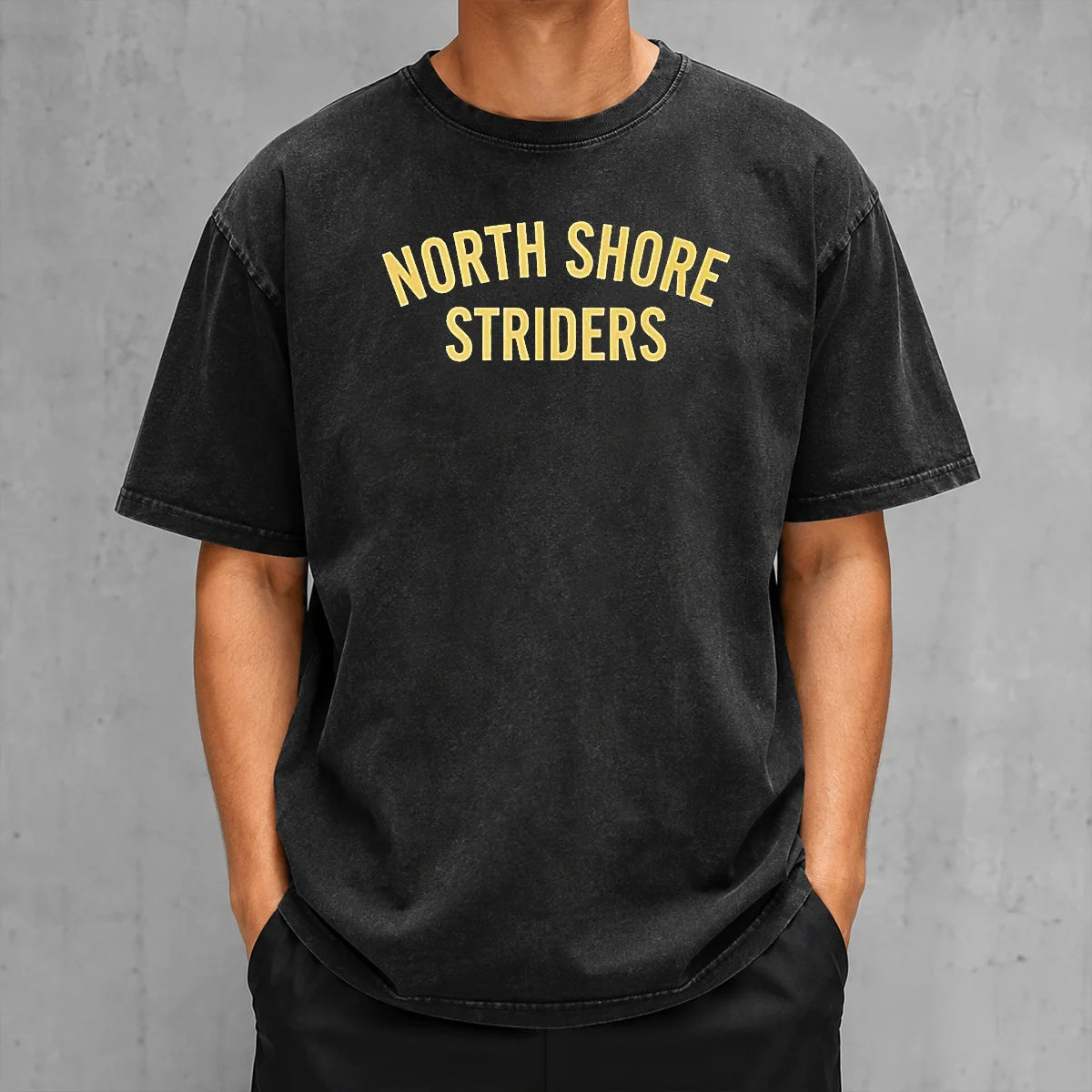 Official North Shore Striders Washed T Shirt in soft cotton with vintage wash and crew neck