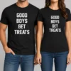 Original Boys Get Treats Text t shirt in white, short sleeve cotton tee for boys