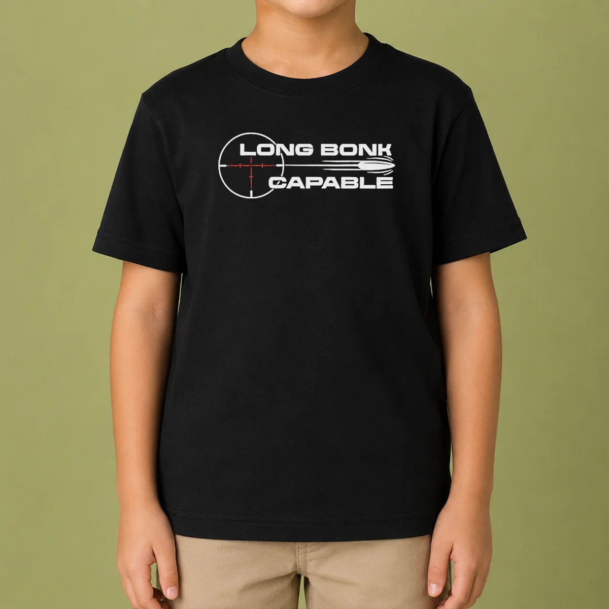 Original Long Bonk Capable Sniper Rifle Bullet Trajectory Precision Target Shooting Kids T-Shirt