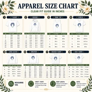 Size chart for Original Olivia Miles Minnesota Lynx with measurements in inches and centimeters