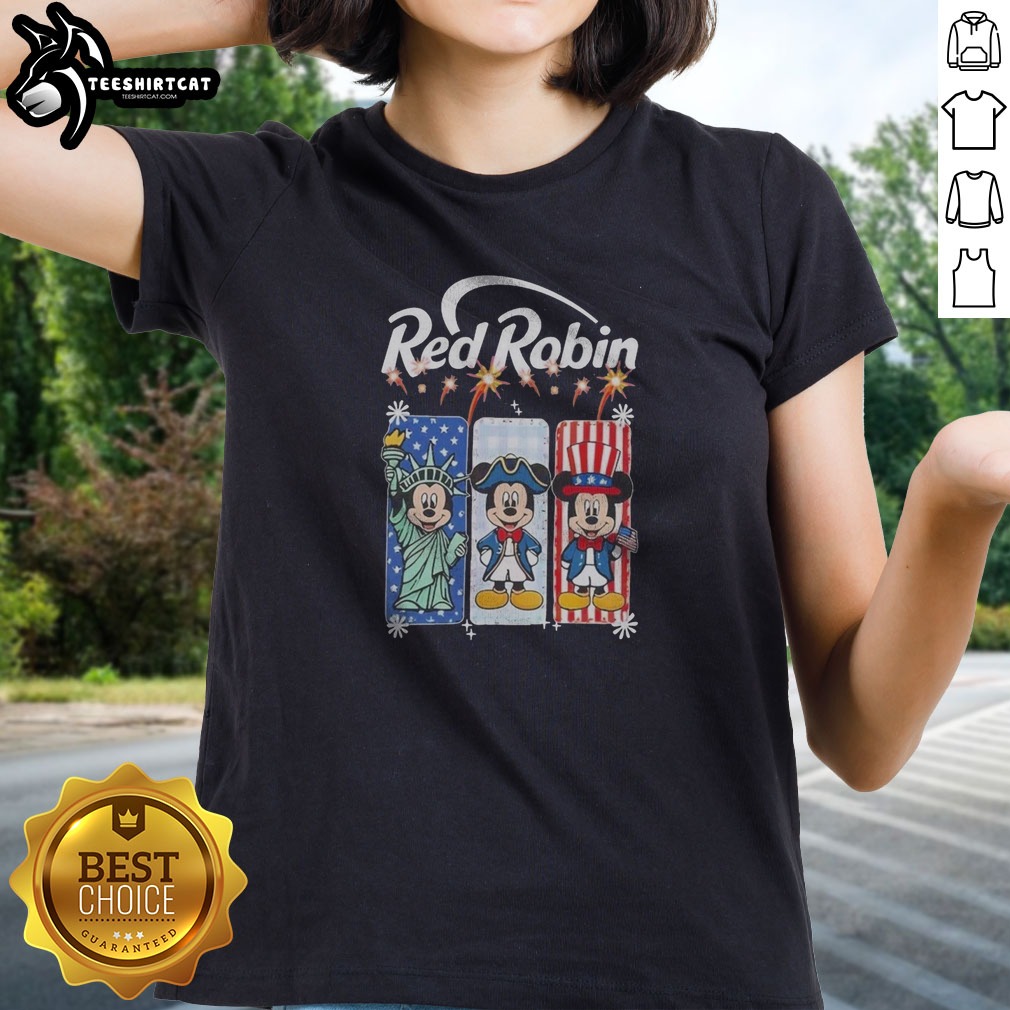 Original Red Robin Mickey Mouse Statue Of Liberty USA Patriot Shirt on Ladies Shirt Original Red Robin Mickey Mouse Statue Of Liberty USA Patriot Shirt shown as a ladies shirt preview