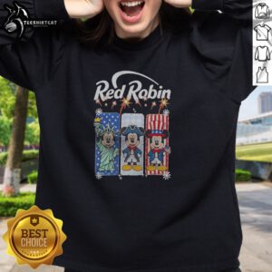 Original Red Robin Mickey Mouse Statue Of Liberty USA Patriot Sweatshirt featuring a classic crewneck design