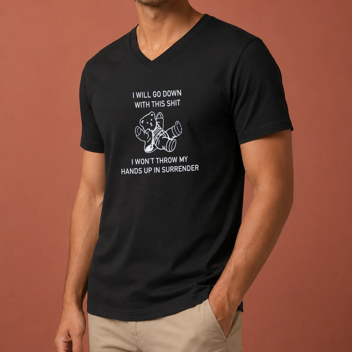 Premium I Will Go Down With V-Neck Shirt Premium I Will Go Down With V-Neck Shirt
