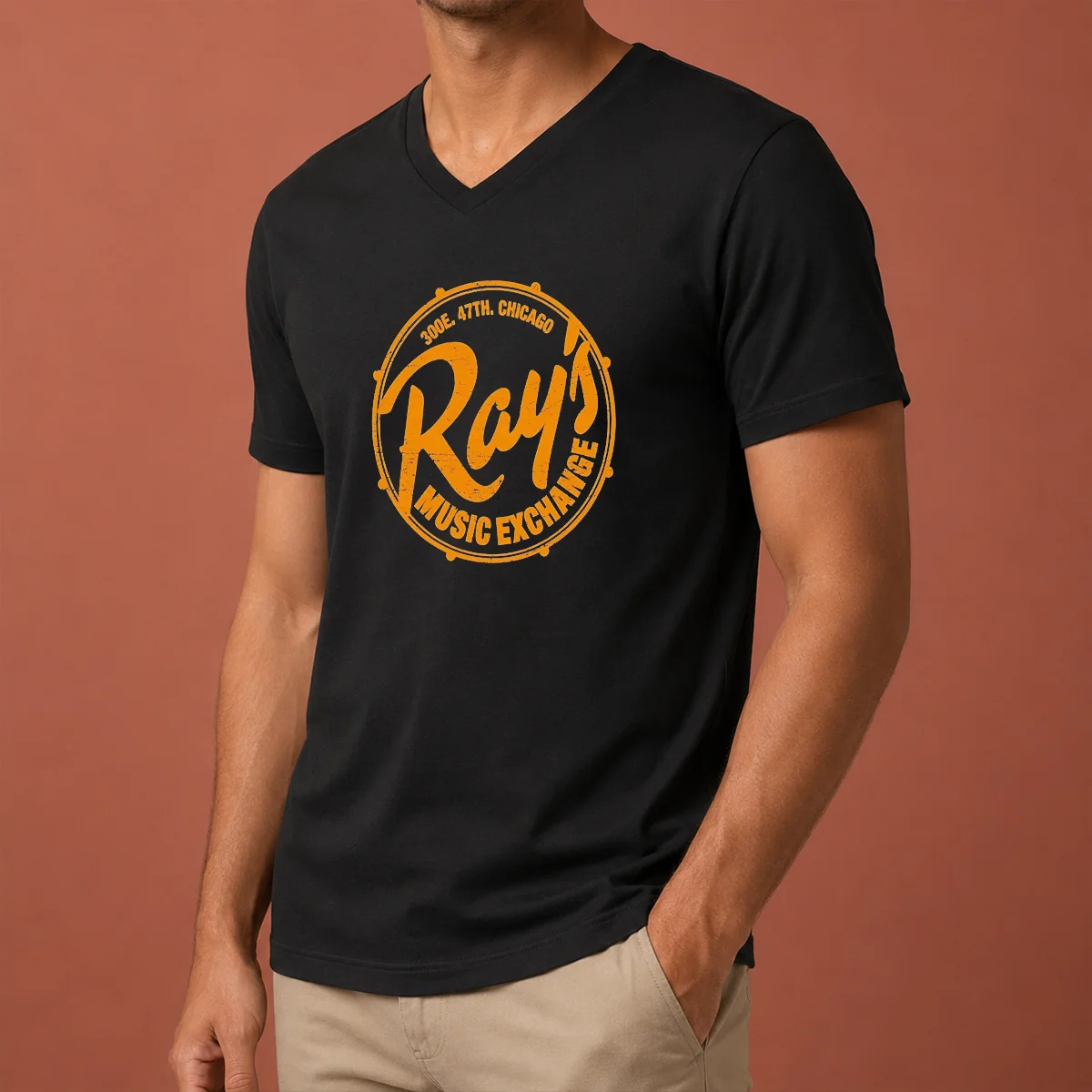 Pretty 300E 47th Chicago Music Exchange V-Neck Shirt Pretty 300E 47th Chicago Music Exchange V-Neck Shirt