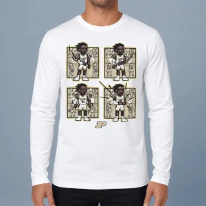 Pretty Basketball Purdue The Lance Dance Lance Jones Long Sleeve Shirt in black with bold graphic print