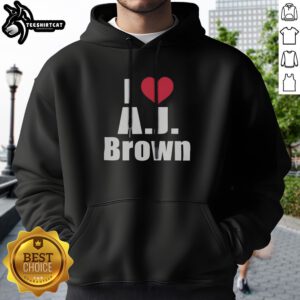 Pretty I Heart AJ Brown Philadelphia Eagles NFL Hoodie displayed in a vibrant setting