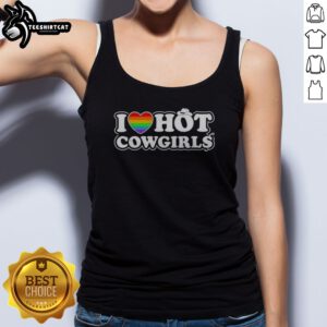 Pretty I Love Hot Cowgirls Pride Rainbow Heart Cowboy Hat Western Rodeo Tank Top featuring vibrant rainbow colors