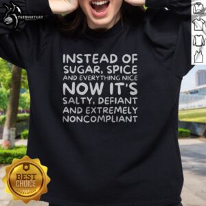 Pretty Instead Of Sugar Spice And Everything Nice Now It'S Salty Defiant And Extremely Noncompliant Sweatshirt in a cozy setting