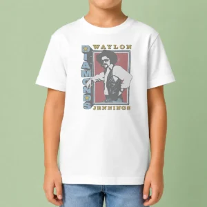 Pretty Nice Waylon Jennings Diamonds Ringer Kids T Shirt featuring a classic ringer style with contrasting collar and sleeve bands