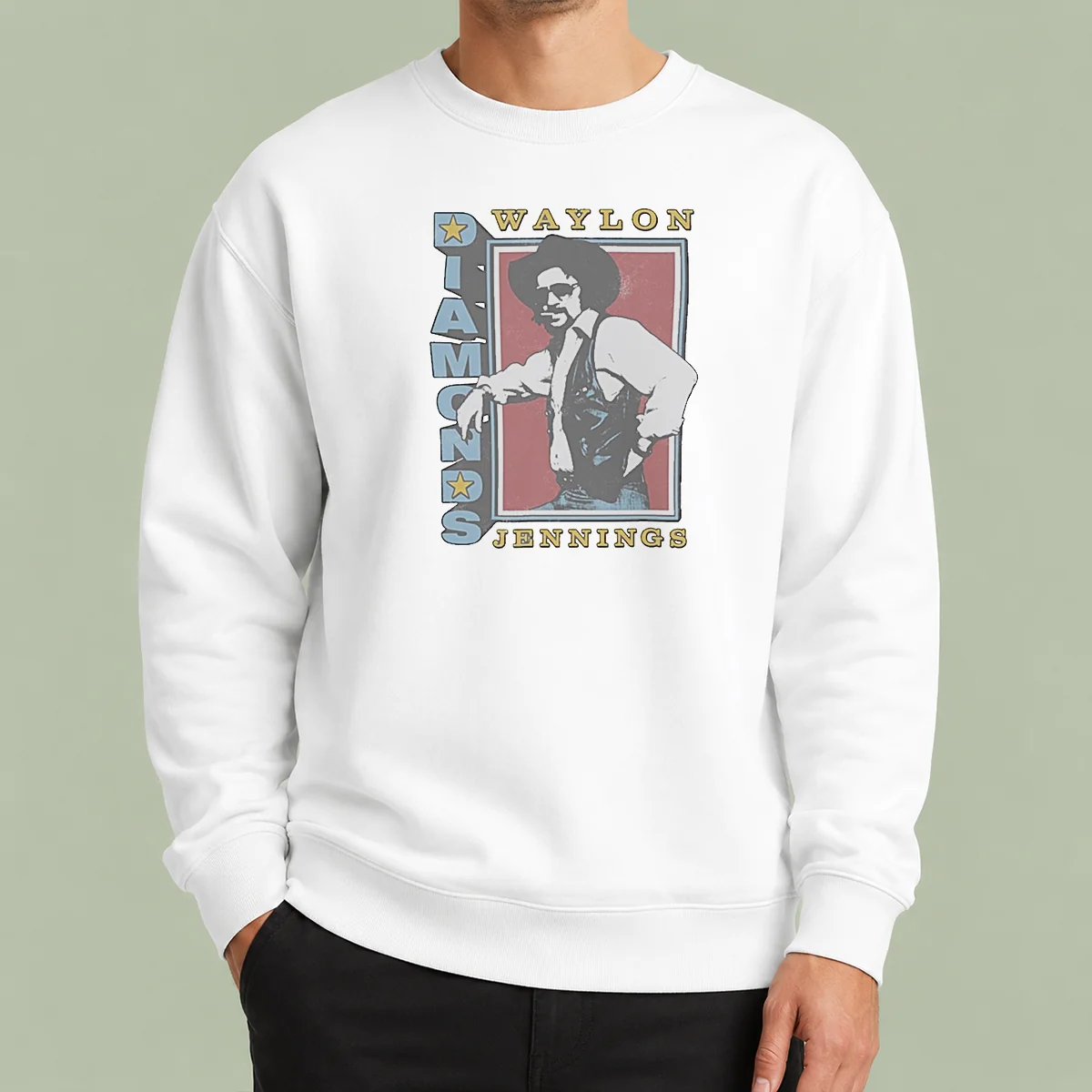 Pretty Nice Waylon Jennings Diamonds Ringer Sweater
