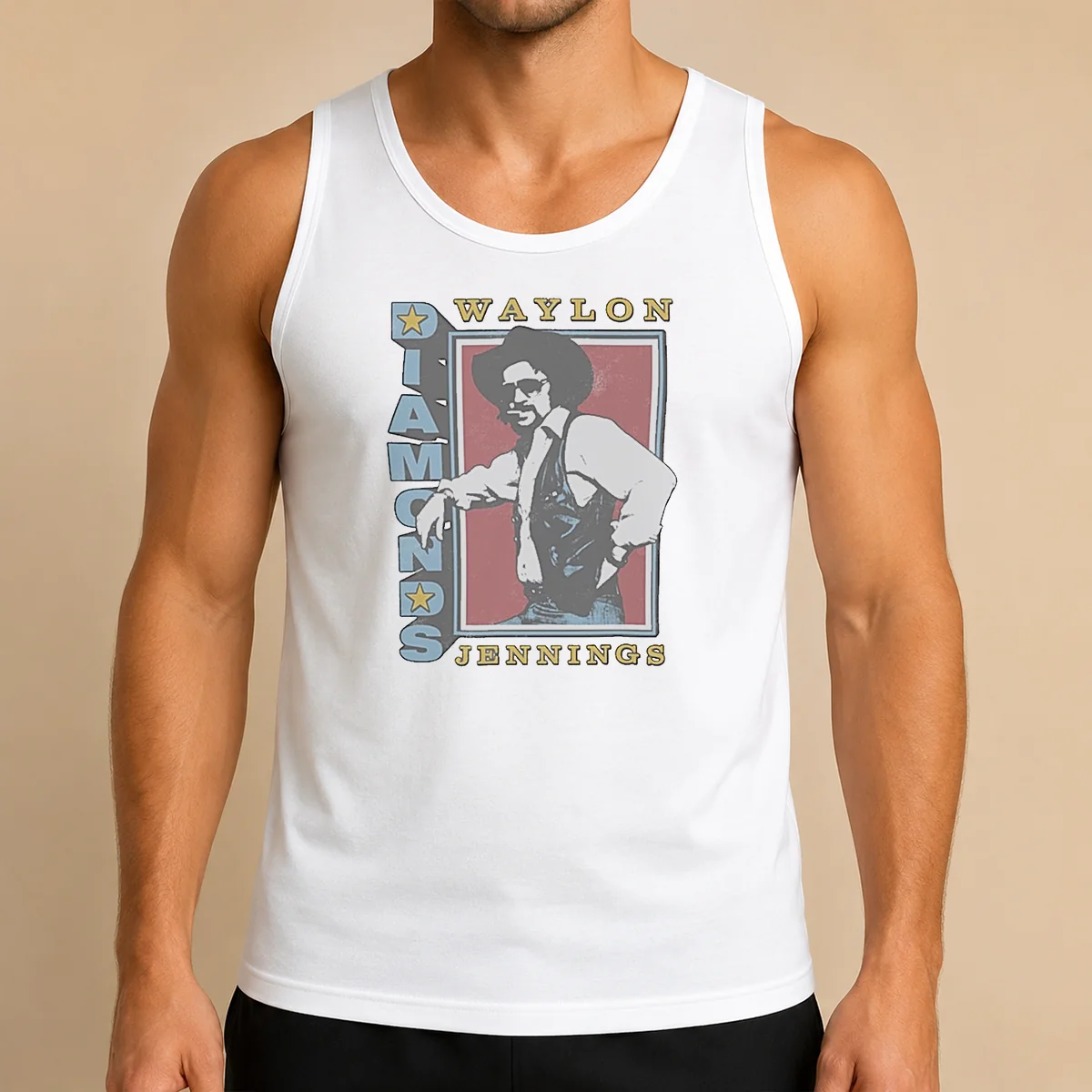 Pretty Nice Waylon Jennings Diamonds Ringer Tank Top