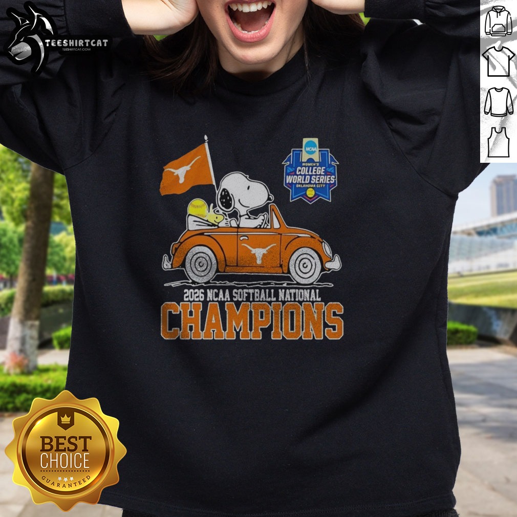 Pretty Snoopy Texas Longhorns 2026 NCAA Softball National Champions Oklahoma City Shirt on Sweatshirt Pretty Snoopy Texas Longhorns 2026 NCAA Softball National Champions Oklahoma City Shirt shown as a sweatshirt preview