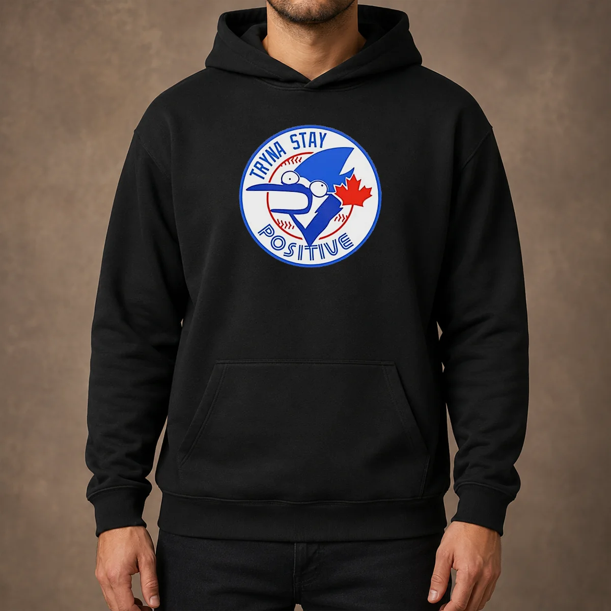 Pretty Tryna Stay Positive Blue Jay Baseball Logo Hoodie