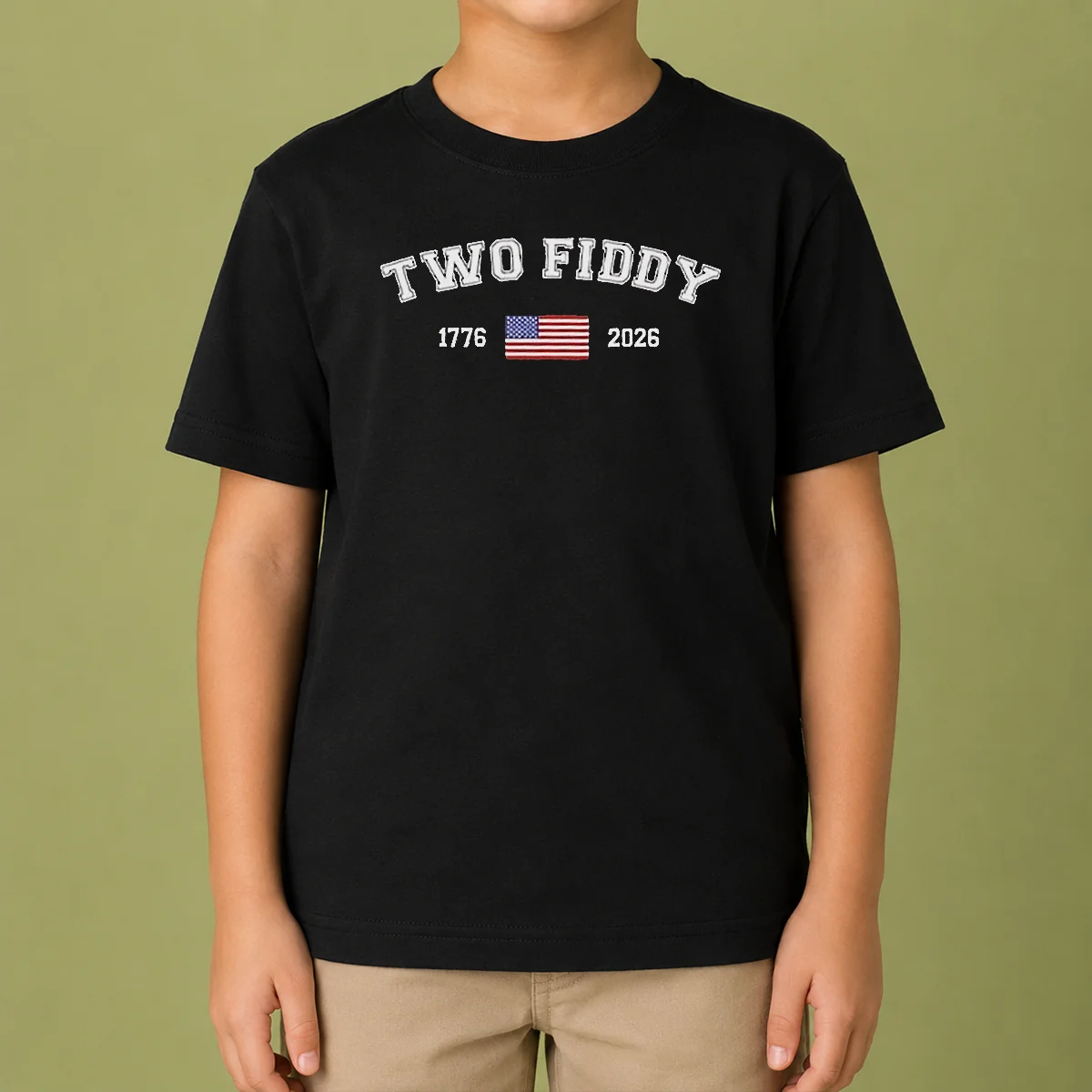 Pretty Two Fiddy 1776 2026 USA Flag Kids T-Shirt