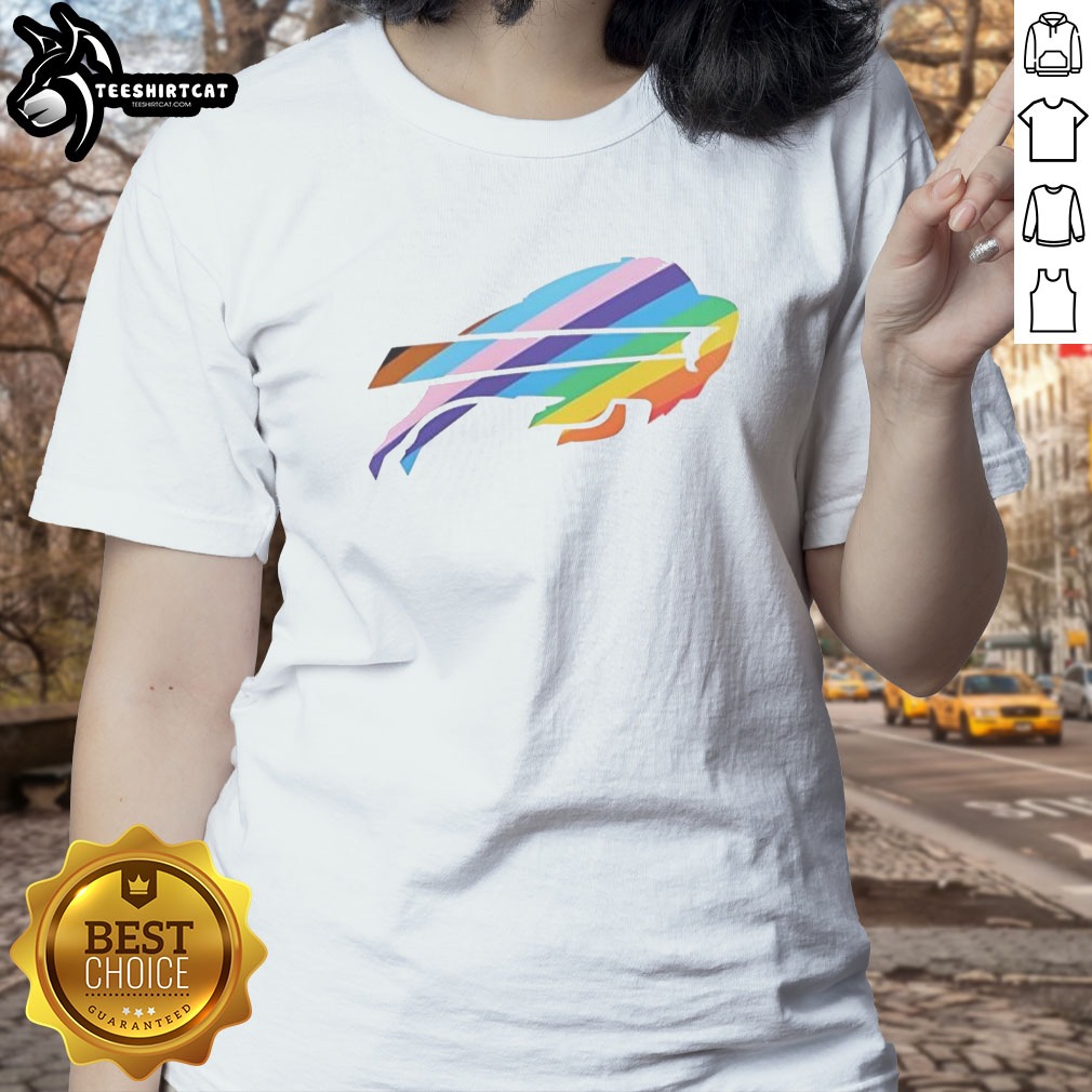 Top Buffalo Bills Pride Logo Progress Flag Shirt on Ladies Shirt Top Buffalo Bills Pride Logo Progress Flag Shirt shown as a ladies shirt preview
