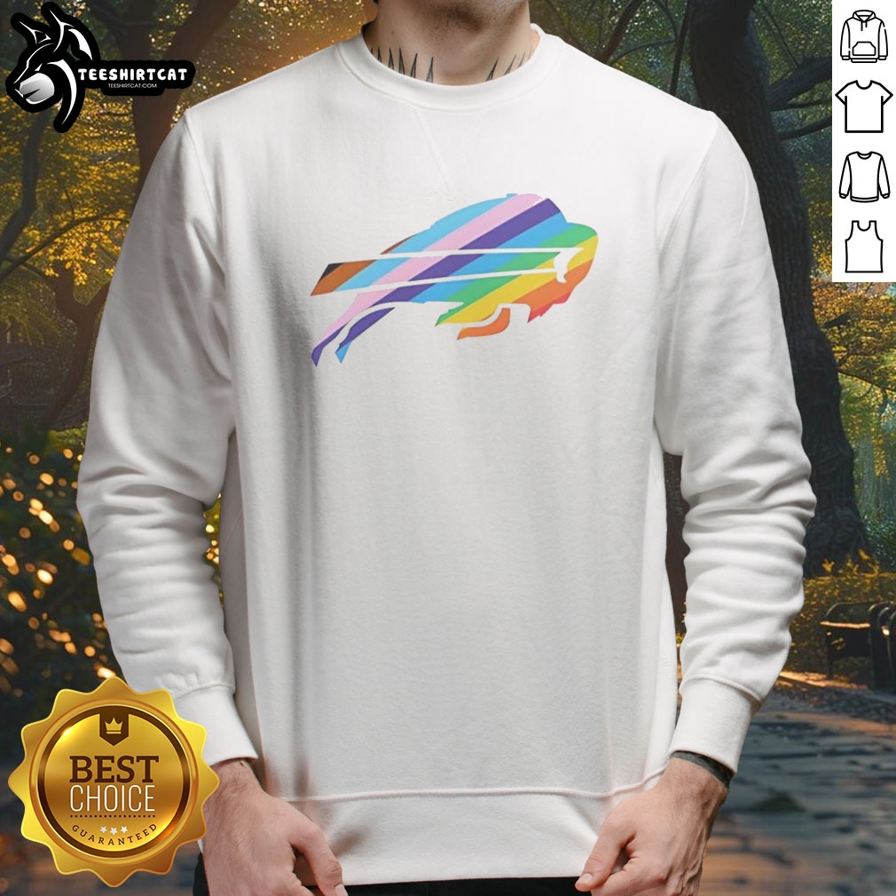 Top Buffalo Bills Pride Logo Progress Flag Shirt on Sweatshirt Top Buffalo Bills Pride Logo Progress Flag Shirt shown as a sweatshirt preview