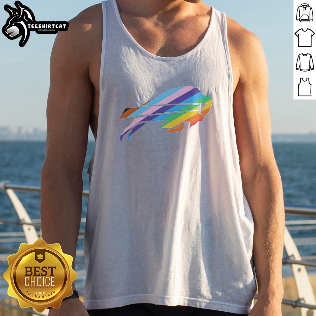 Top Buffalo Bills Pride Logo Progress Flag Shirt on Tank Top Top Buffalo Bills Pride Logo Progress Flag Shirt shown as a tank top preview