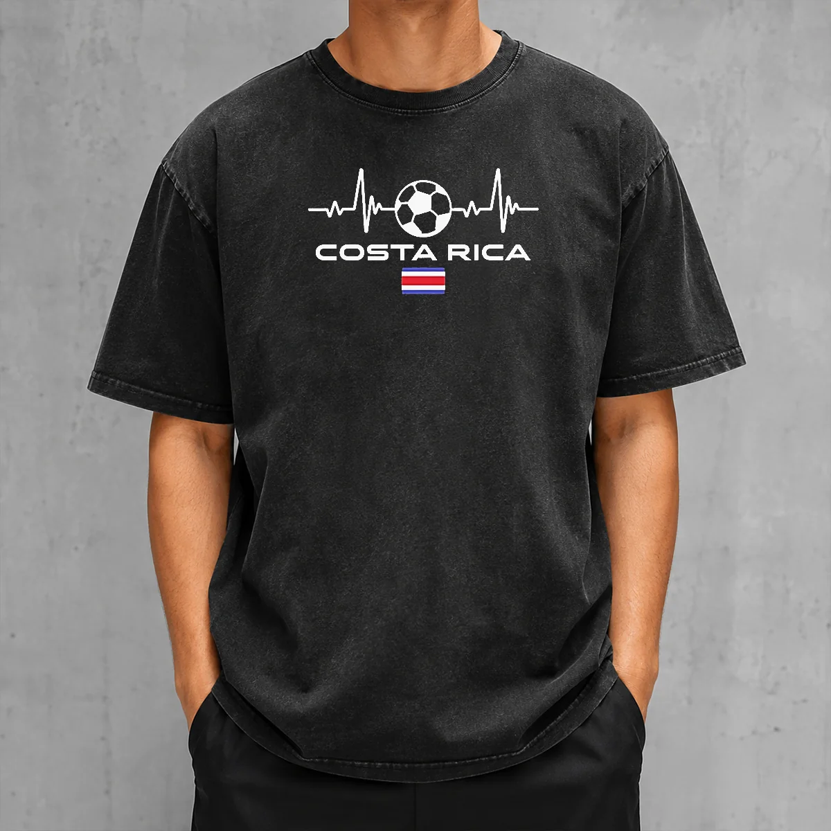 Top Costa Rica Football Soccer Washed T-Shirt
