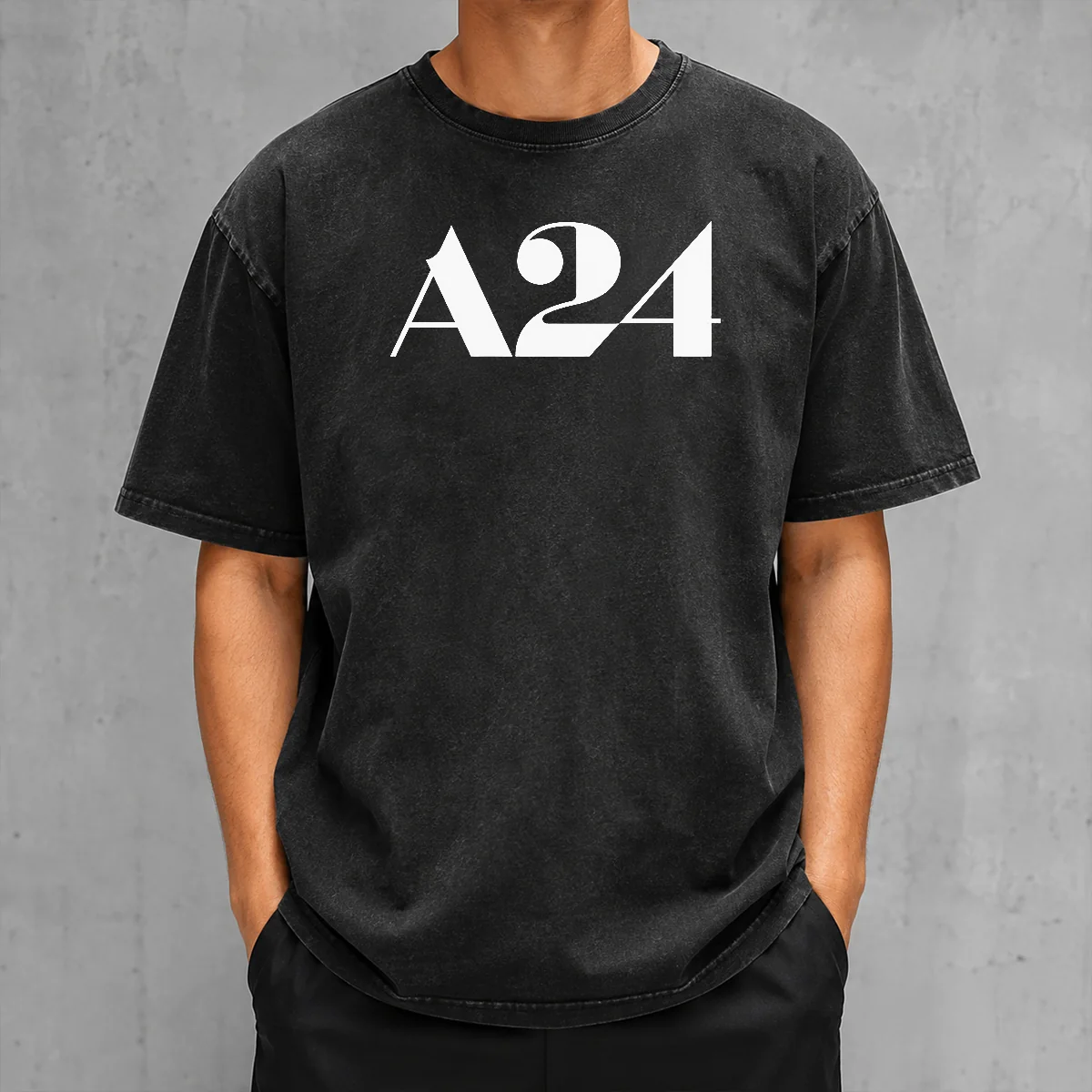 Top Rest In Peace A24 2012 2026 washed t shirt displayed on a neutral background showing soft fabric texture