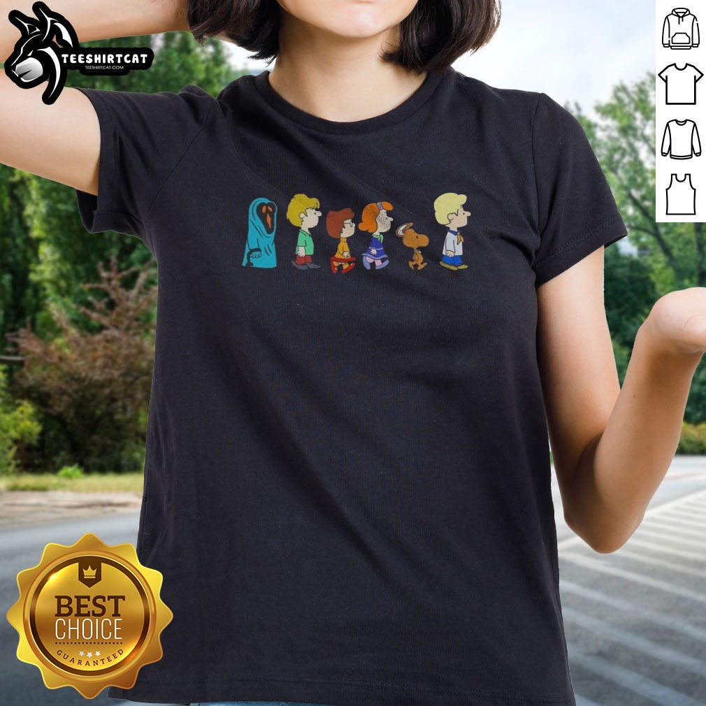 Top Scooby Doo Snoopy Peanuts Shirt on Ladies Shirt Top Scooby Doo Snoopy Peanuts Shirt shown as a ladies shirt preview